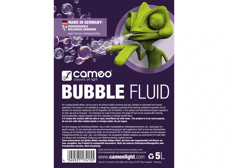 Cameo BUBBLE FLUID 5L - Special fluid for generating soap bubbles 5 L 